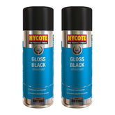 2X Hycote Gloss Black Spray Paint 400ml Spray Paint